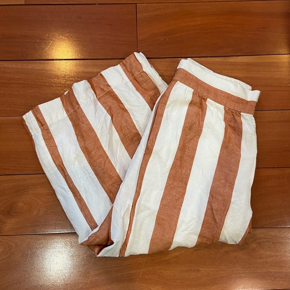 Madewell Huston Pull-On Crop Pants in Evelyn Stripe Women’s Size Medium - Picture 4 of 7